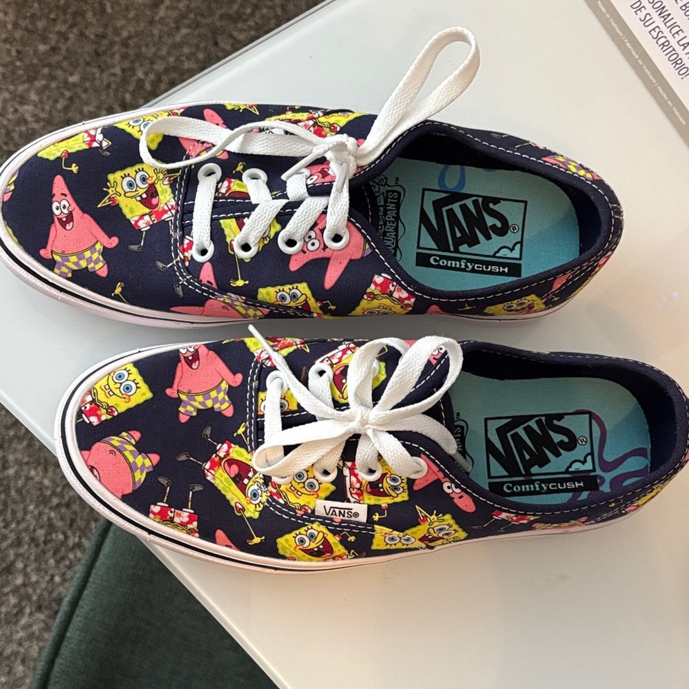 Vans - Navy blue with Pink and Yellow SpongeBob Design NWOT